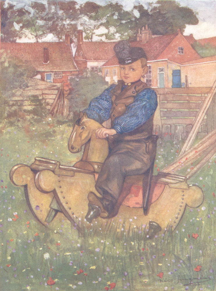 NETHERLANDS. Zeeland. A boy of Veere Astride a rocking horse 1904 old print